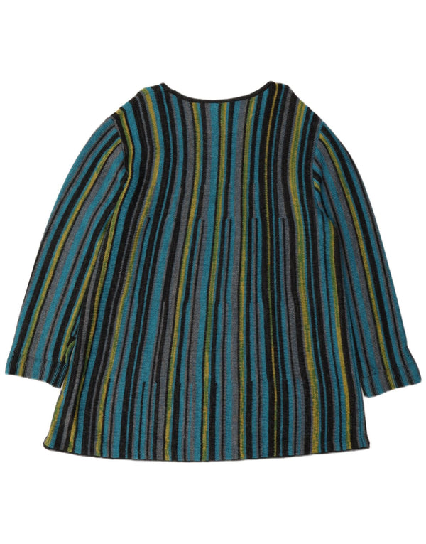 Vintage Womens Long Sleeve Jumper Dress UK 16 Large Multicoloured Striped