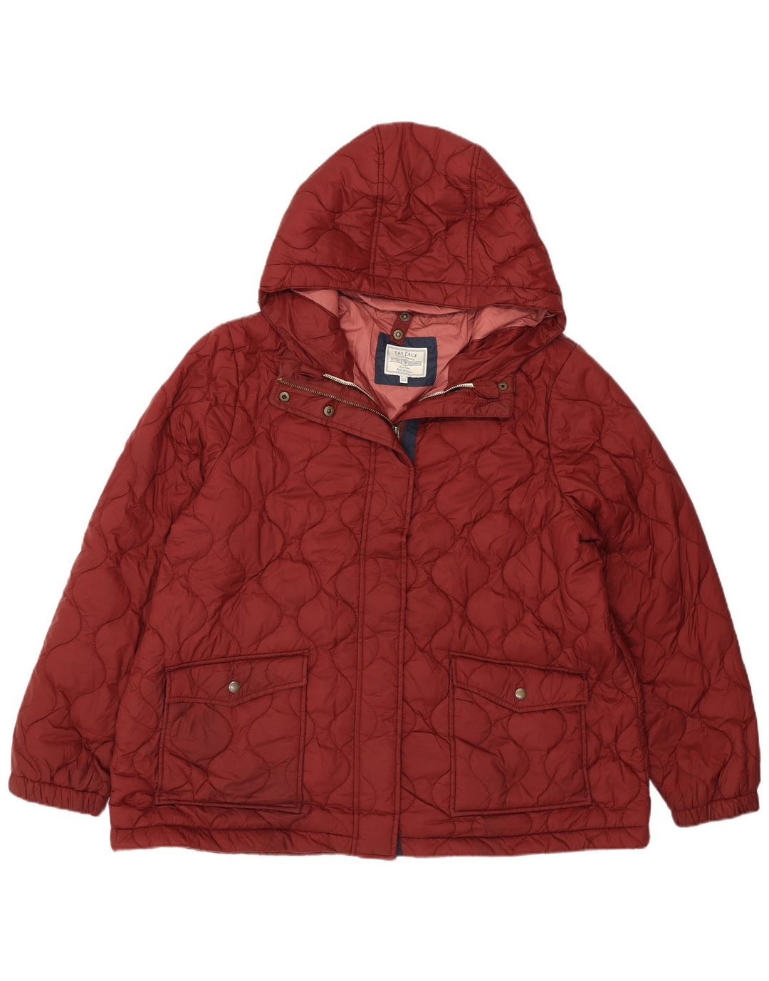 FAT FACE Womens Hooded Quilted Jacket UK 20 2XL Burgundy Polyester