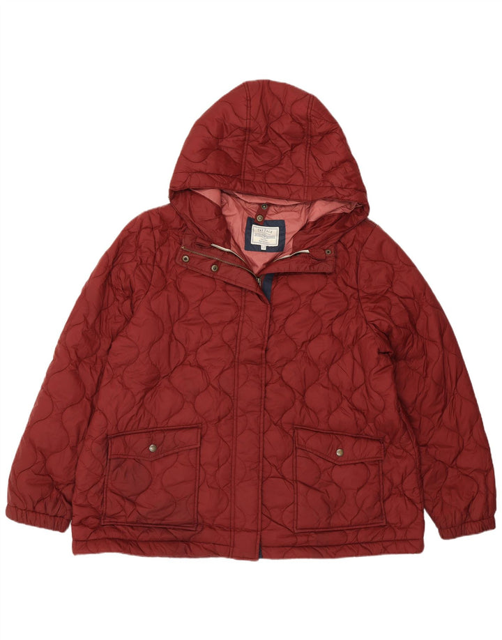 FAT FACE Womens Hooded Quilted Jacket UK 20 2XL Burgundy Polyester