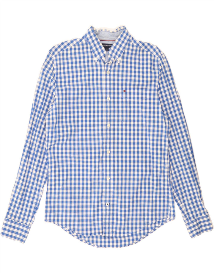 TOMMY HILFIGER Mens Shirt Small Blue Gingham Cotton Vintage Tommy Hilfiger and Second-Hand Tommy Hilfiger from Messina Hembry 