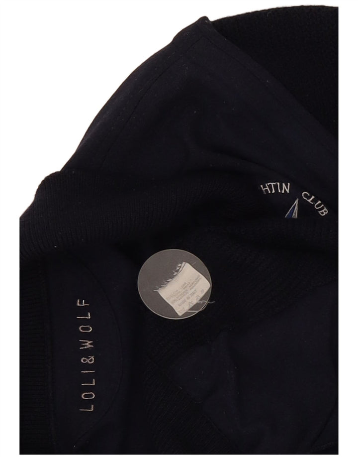 Loli Wolf Mens Yachting Cardigan Sweater Medium Navy Blue Colourblock Wool