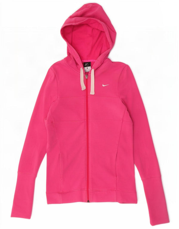 Женский свитер с капюшоном на молнии Nike Dri Fit, Великобритания, маленький розовый хлопковый размер 8/10