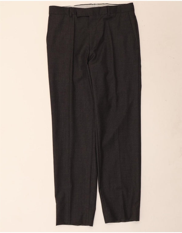 Hugo Boss Mens Straight Suit Trousers IT 48 Medium W34 L32 Grey Virgin Wool