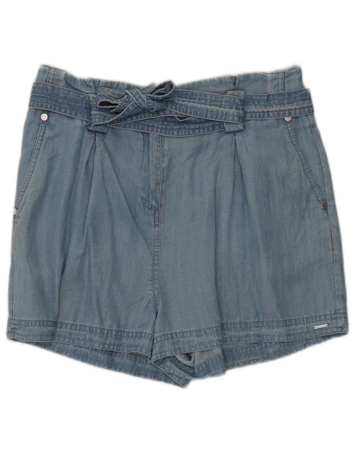 Superdry Womens Chino Shorts UK 10 Small W32  Blue Lyocell