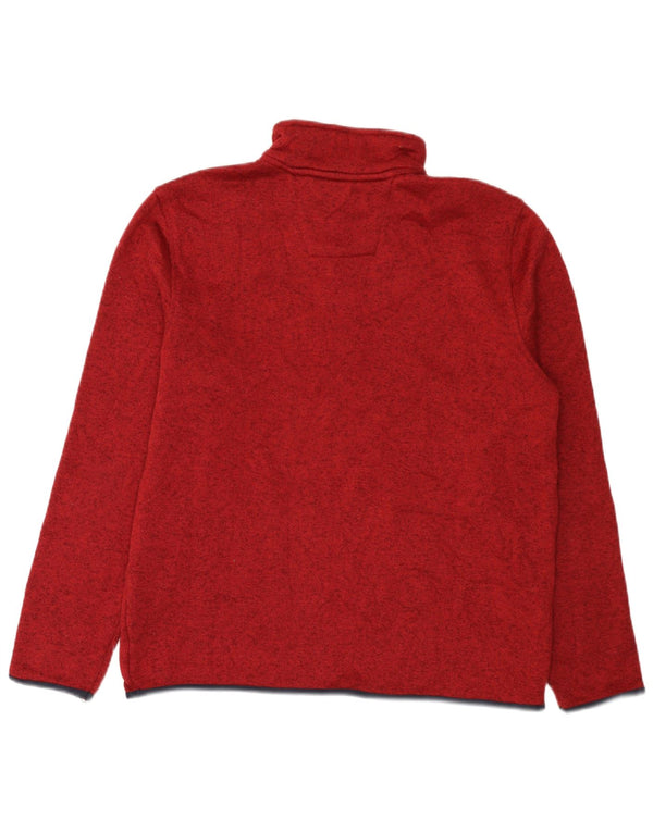 Nautica Mens Zip Neck Sweatshirt Jumper Large Burgundy Flecked Polyester