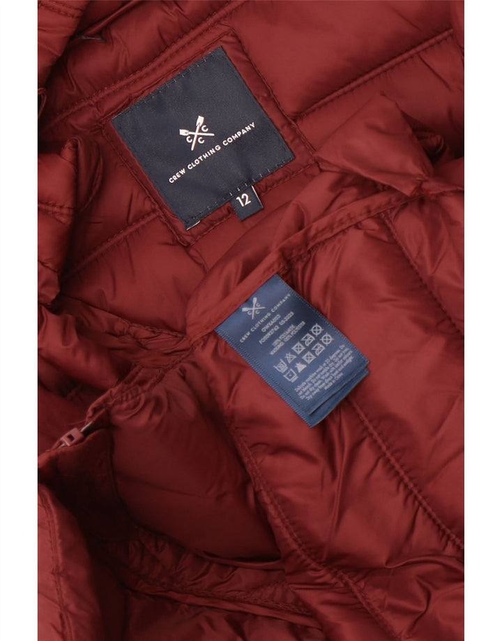 Crew Clothing Womens Hooded Padded Jacket UK 12 Medium  Burgundy Polyamide