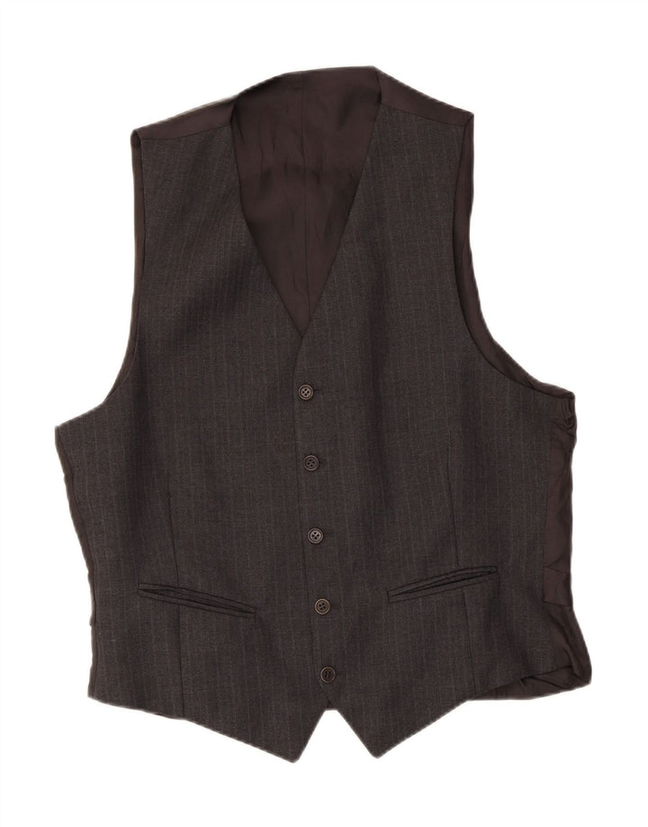 Vintage Mens Waistcoat IT 52 Large Grey Pinstripe