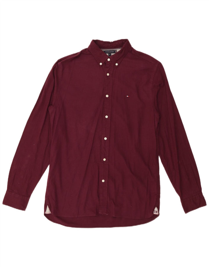 Camicia da uomo Regular Fit Tommy Hilfiger in cotone bordeaux medio