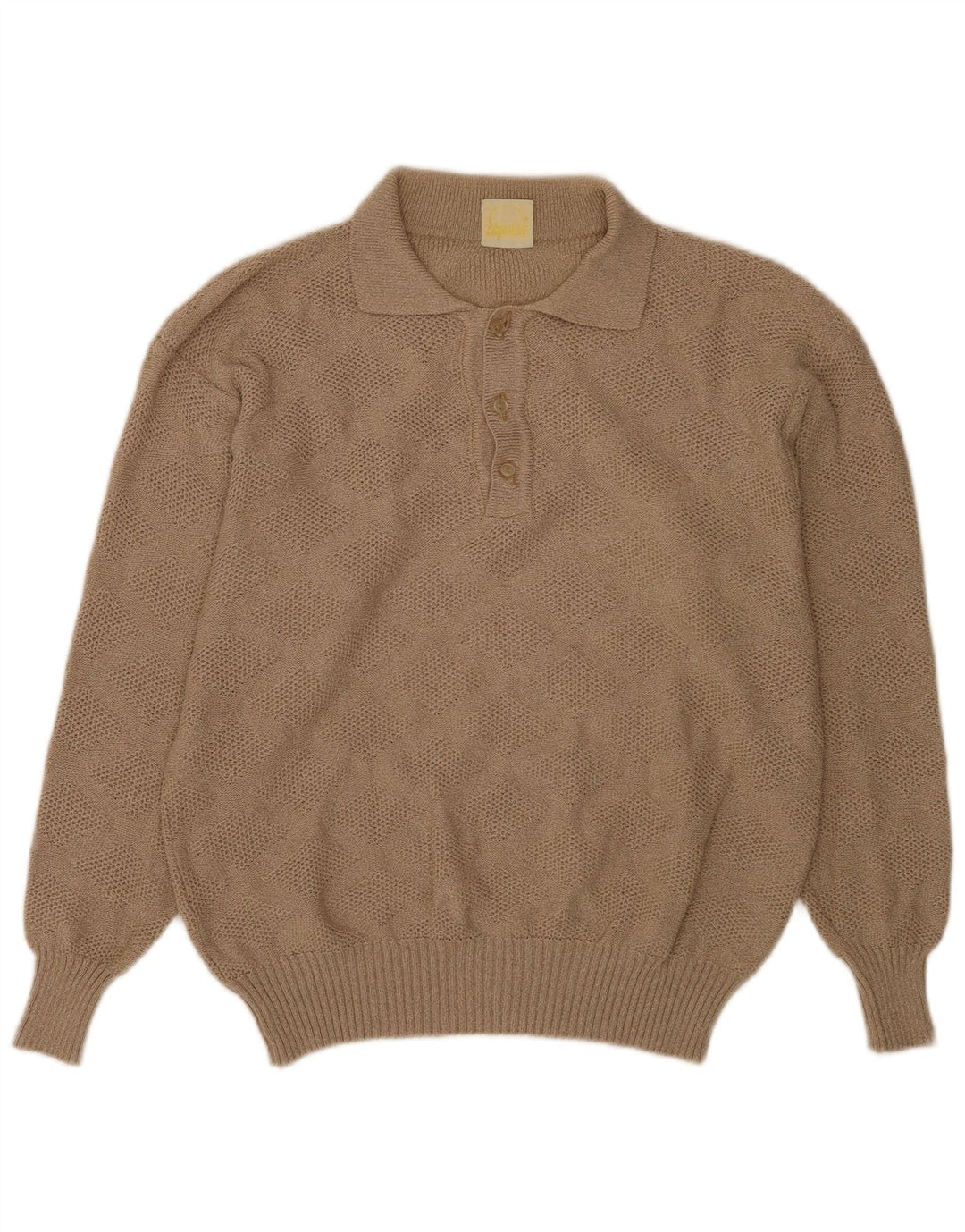 Vintage Mens Polo Neck Jumper Sweater IT 50 Medium Beige