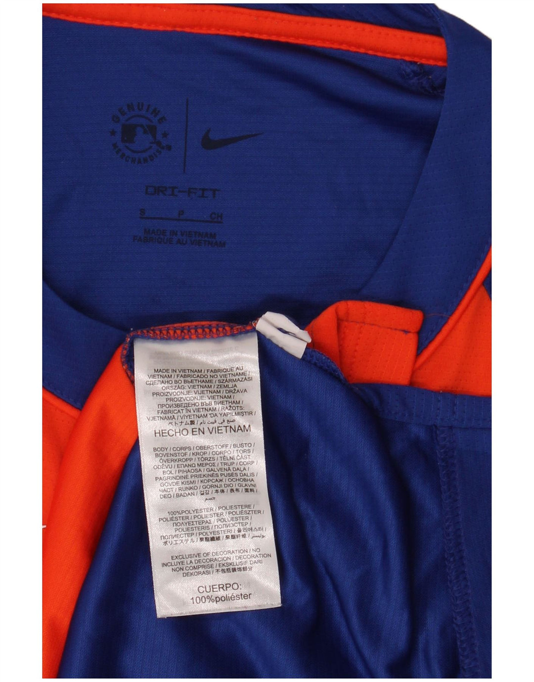 Nike Mens New York Mets T-Shirt Top Small Orange Colourblock Polyester