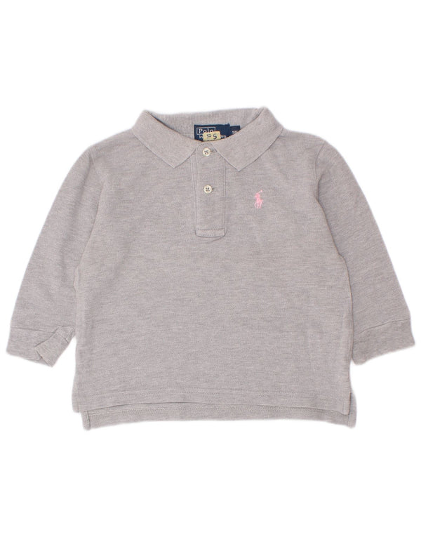 Polo Ralph Lauren Camisa de manga comprida para bebê menina 12-18 meses algodão cinza