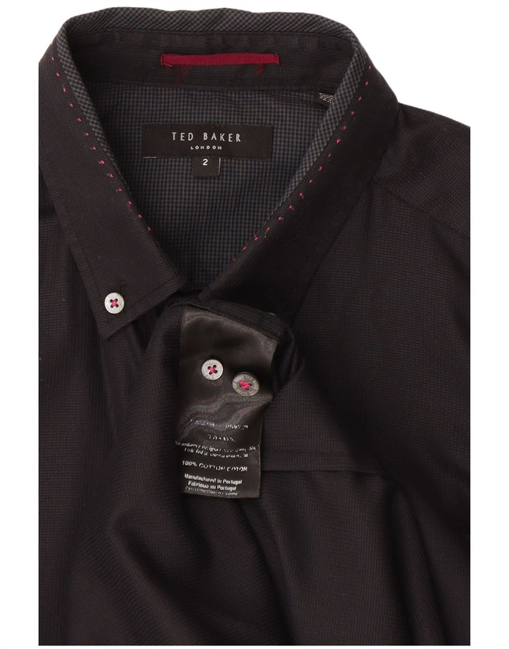 Ted Baker Mens Shirt Size 2 Small Navy Blue Cotton