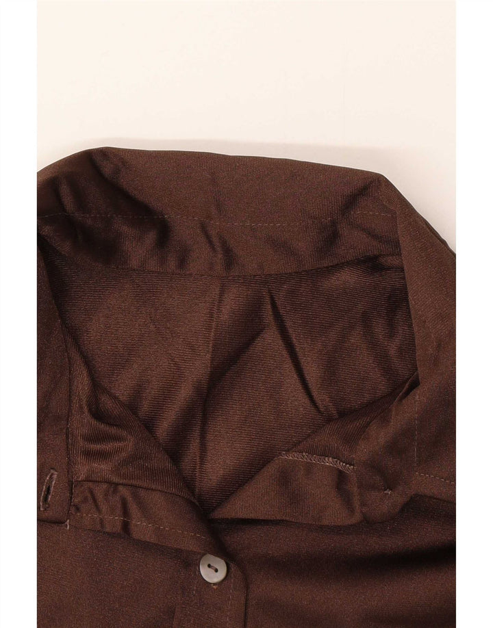 Vintage Womens Shirt Blouse UK 10 Small Brown