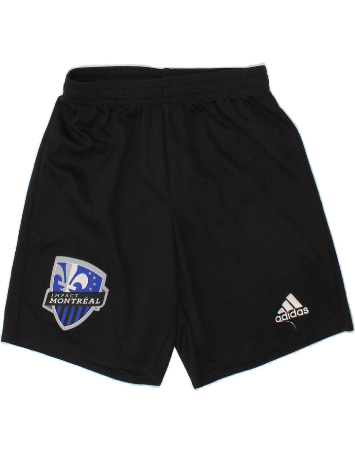 ADIDAS Boys Climalite Graphic Sport Shorts 9-10 Years Black Polyester Vintage Adidas and Second-Hand Adidas from Messina Hembry 