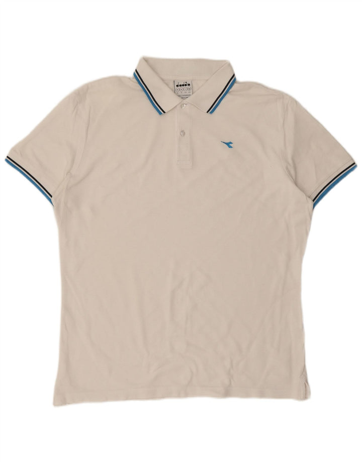 DIADORA Mens Polo Shirt XL White Cotton