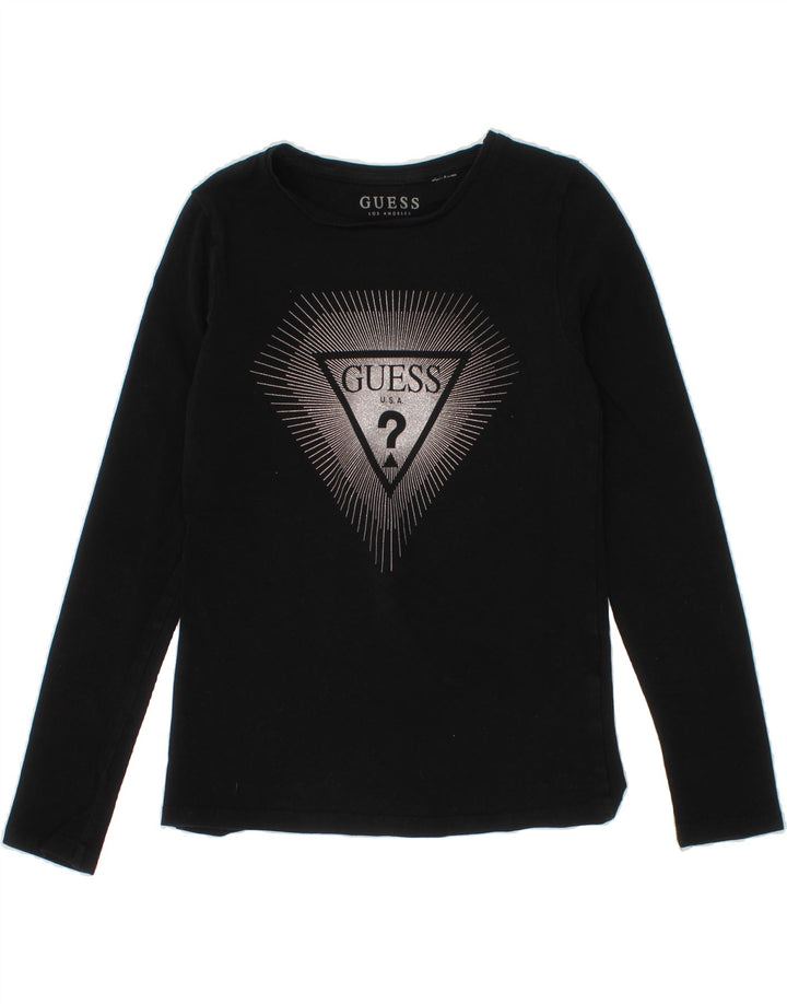 GUESS Girls Graphic Top Long Sleeve 9-10 Years Black Vintage Guess and Second-Hand Guess from Messina Hembry 