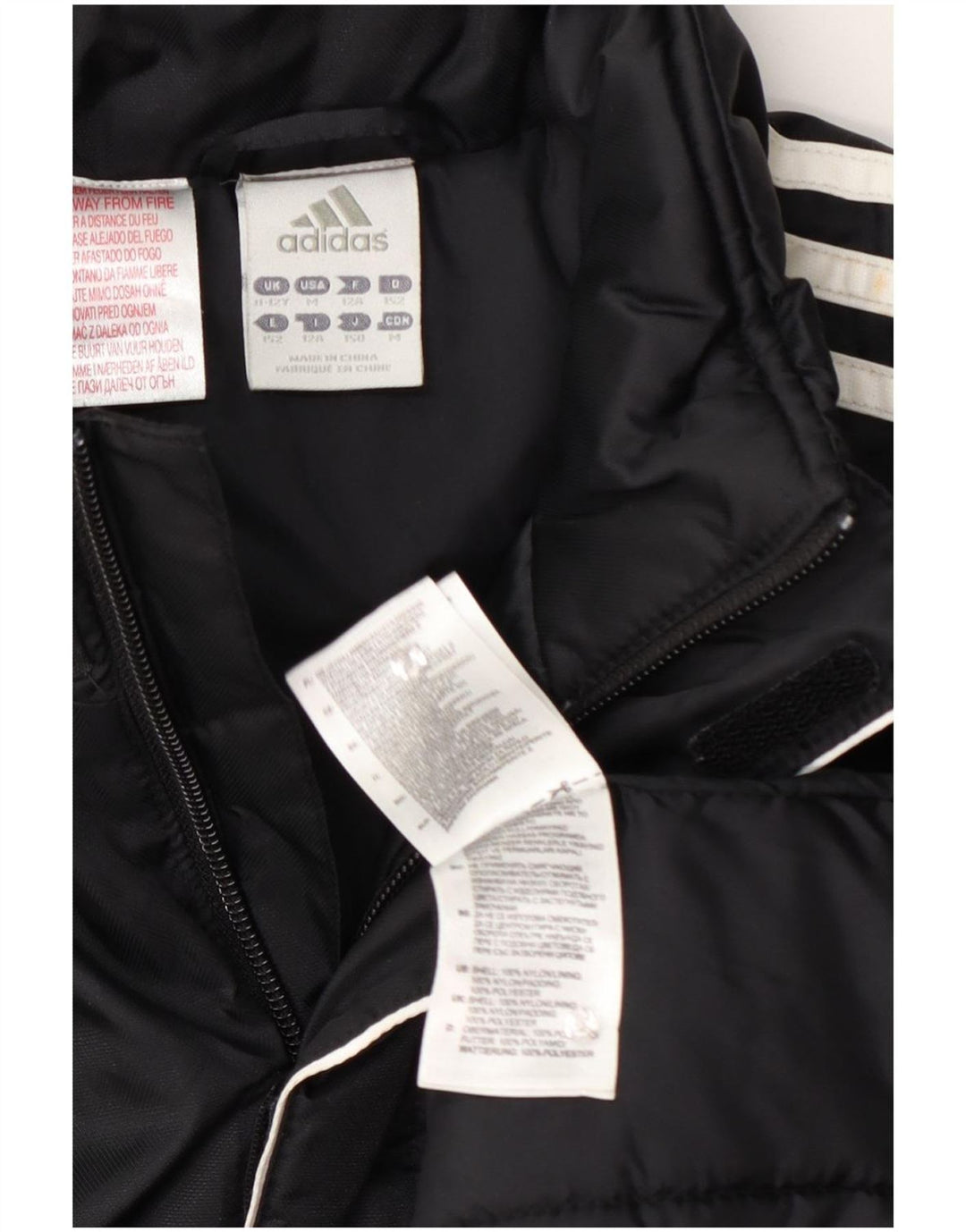 Adidas Jungen Wattierte Jacke 11-12 Jahre Schwarzes Nylon