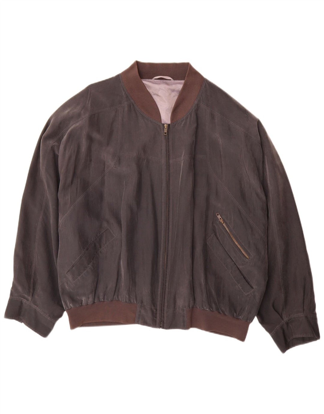Giubbotto bomber vintage da uomo UK 42 XL in seta marrone