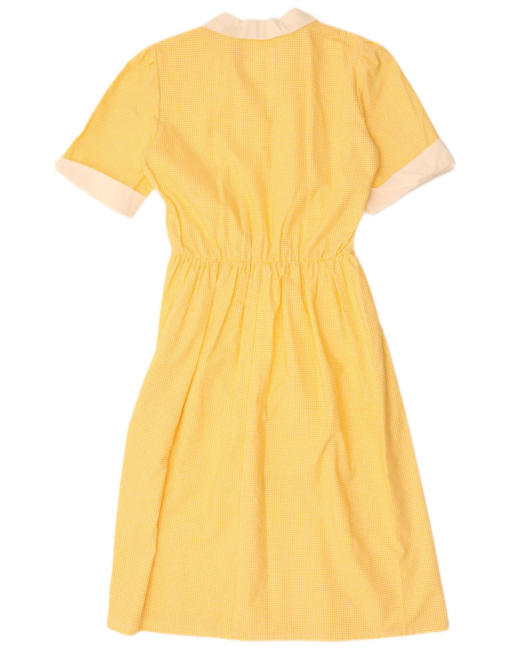 Vintage Womens A-Line Dress UK 12 Medium Yellow Gingham