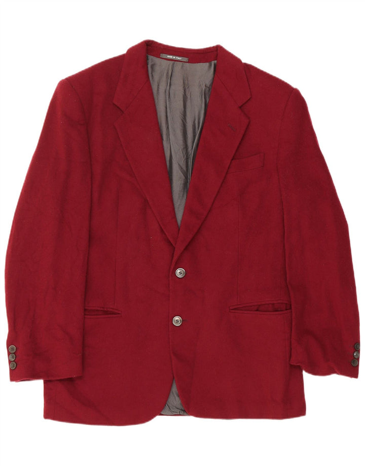 Lebole Mens 2 Button Blazer Jacket IT 48 Medium Burgundy Wool