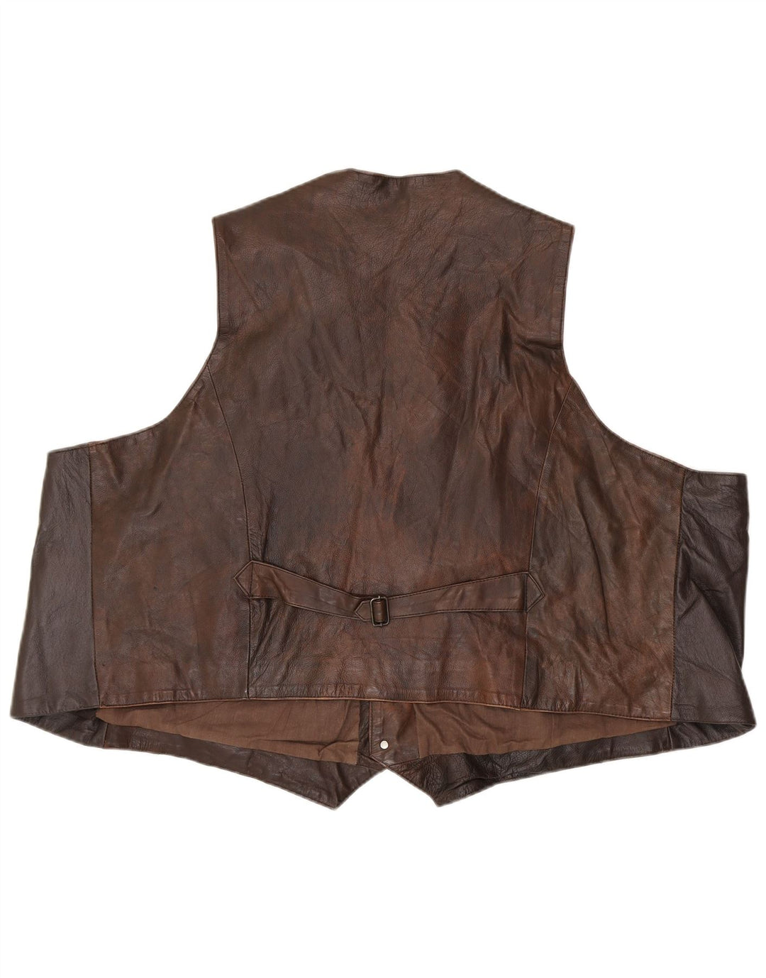 Vintage Mens Leather Waistcoat EU 62 6XL Brown