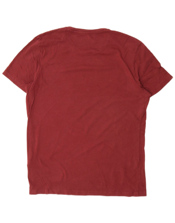 Jack & Jones Mens Graphic T-Shirt Top XL Maroon Cotton