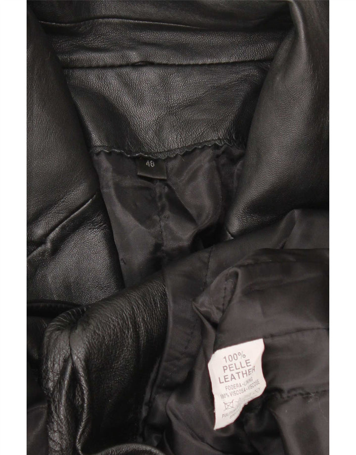 Abrigo de cuero vintage para mujer IT 48 XL Negro