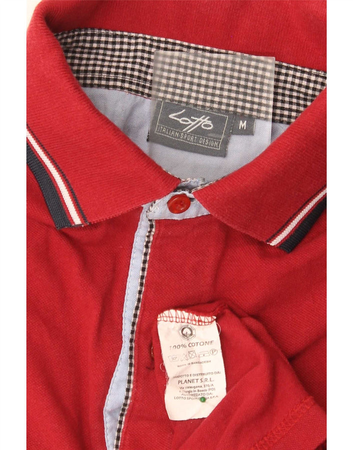 Polo da uomo Lotto in cotone a righe rosse medie