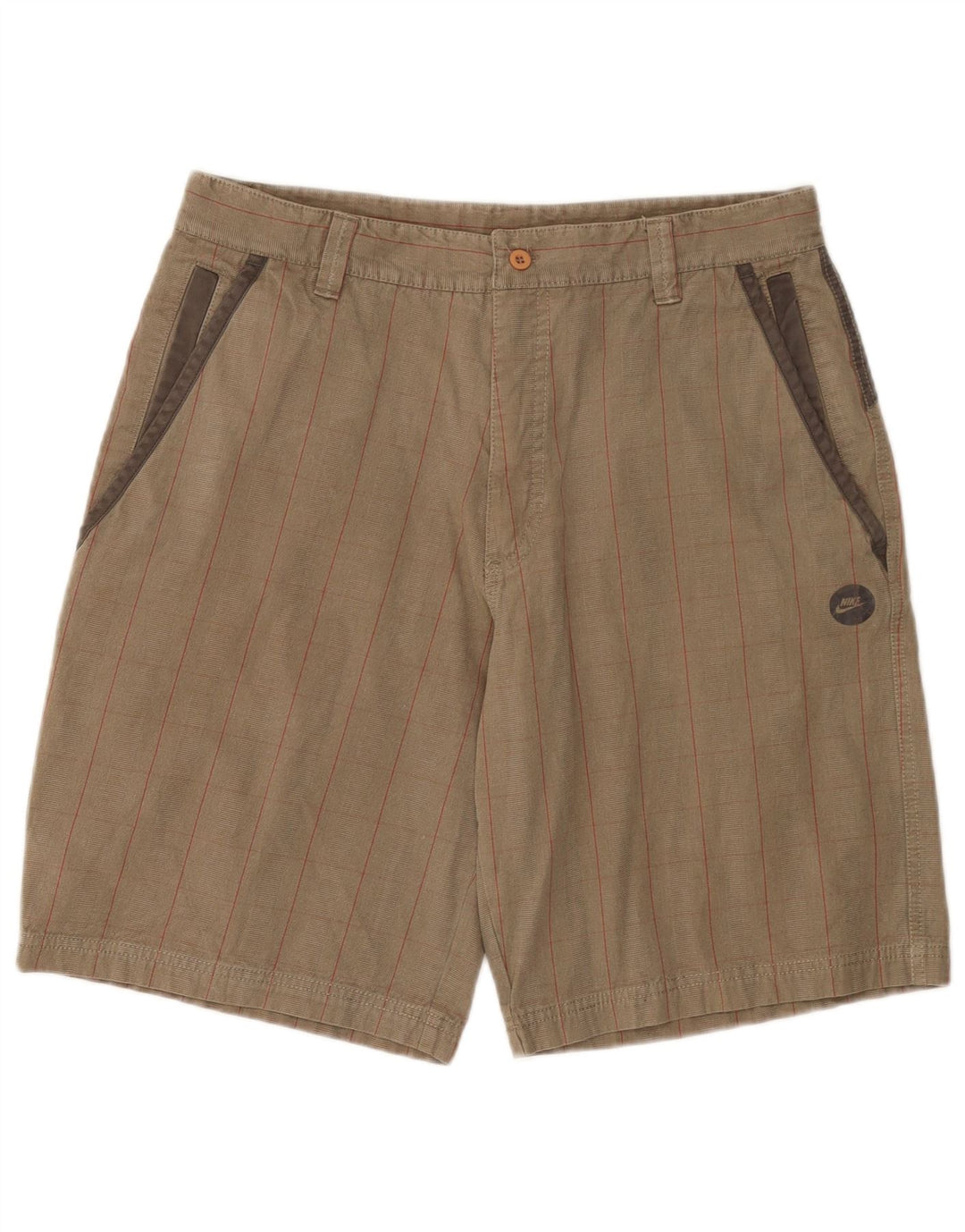 Pantaloncini cargo Nike da uomo medi W32 in cotone a quadri beige