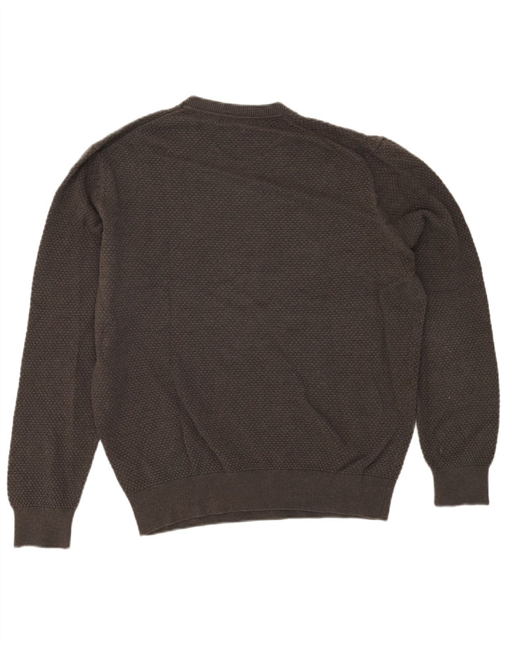 MASSIMO DUTTI Mens Crew Neck Jumper Sweater Large Khaki Cotton