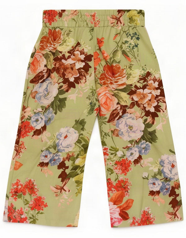 Pantalones capri de pernera ancha Benetton para mujer XS W25 L18 Poliéster floral verde