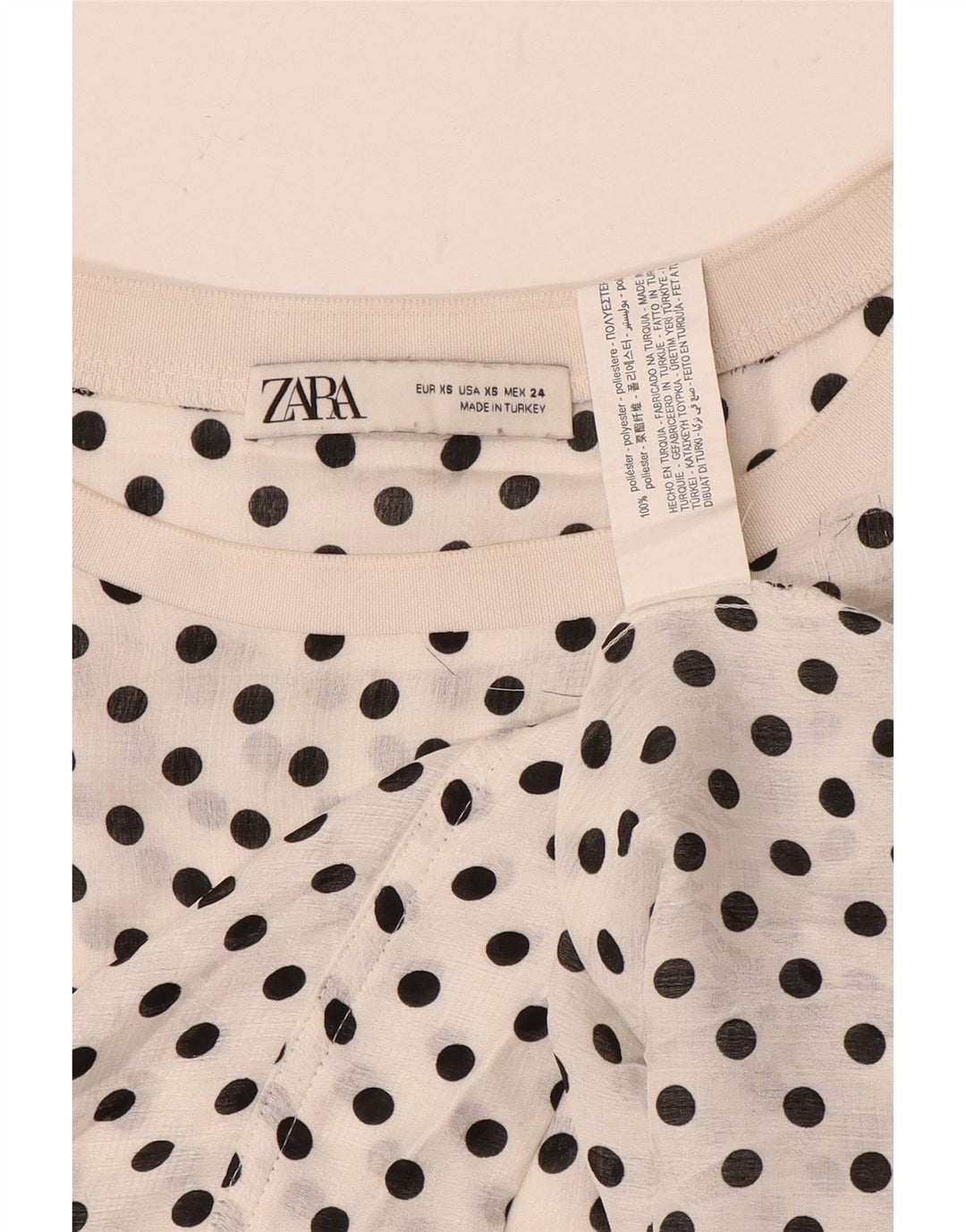 Zara Womens Oversized Blouse Top UK 6 XS White Polka Dot Polyester