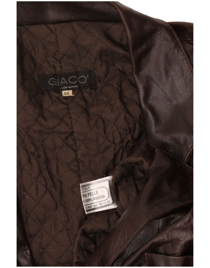Casaco de couro masculino VINTAGE IT 54 2XL couro marrom