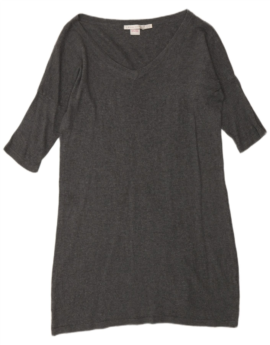 Zara Womens 3/4 Sleeve Jumper Dress UK 14 Medium Grey