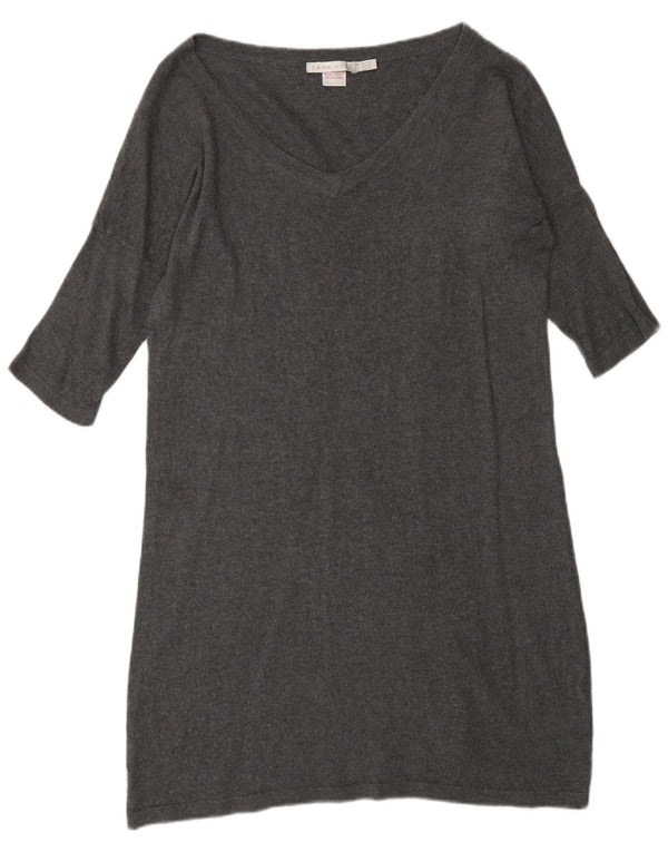 Zara Damen Pulloverkleid mit 3/4-Ärmeln, UK 14, Mittelgrau
