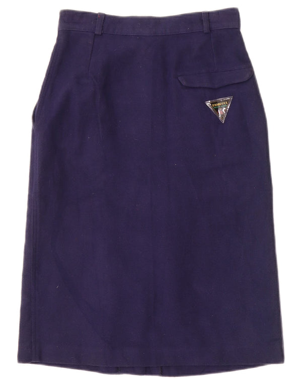 Gonna Midi Donna a Vita Alta Fiorucci IT 40 Small W22 Blu Navy Cotone
