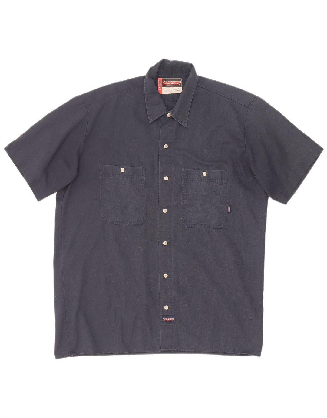 Dickies Mens Short Sleeve Shirt Large Navy Blue Polyester