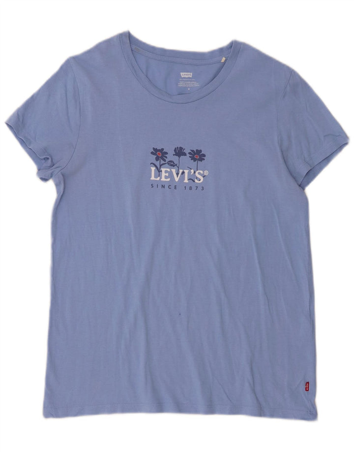 Levi's Womens Graphic T-Shirt Top UK 12 Medium Blue Cotton