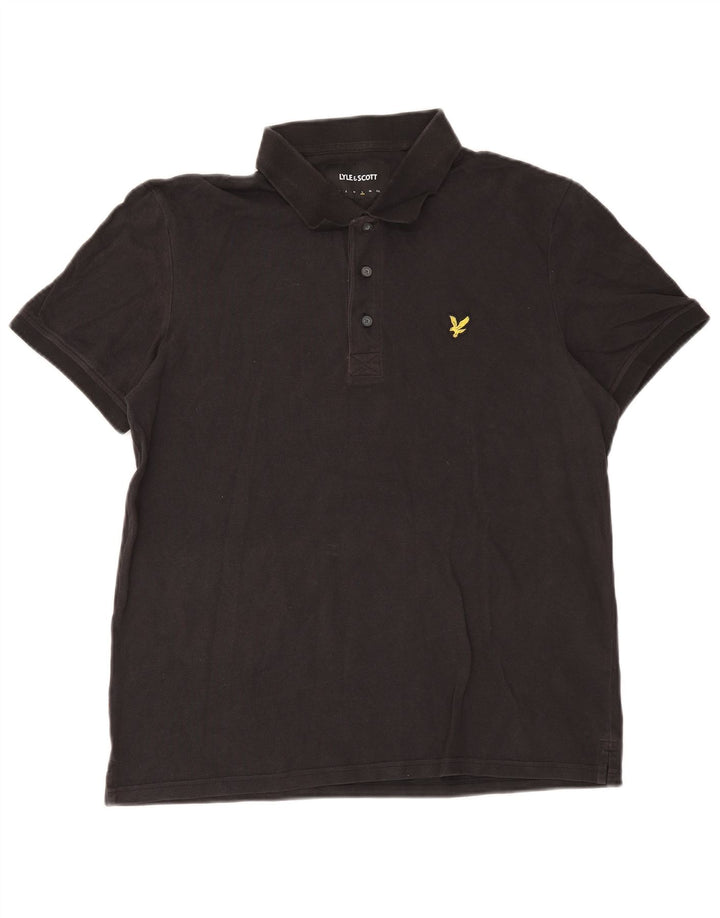 Lyle & Scott Mens Polo Shirt Large Black Cotton