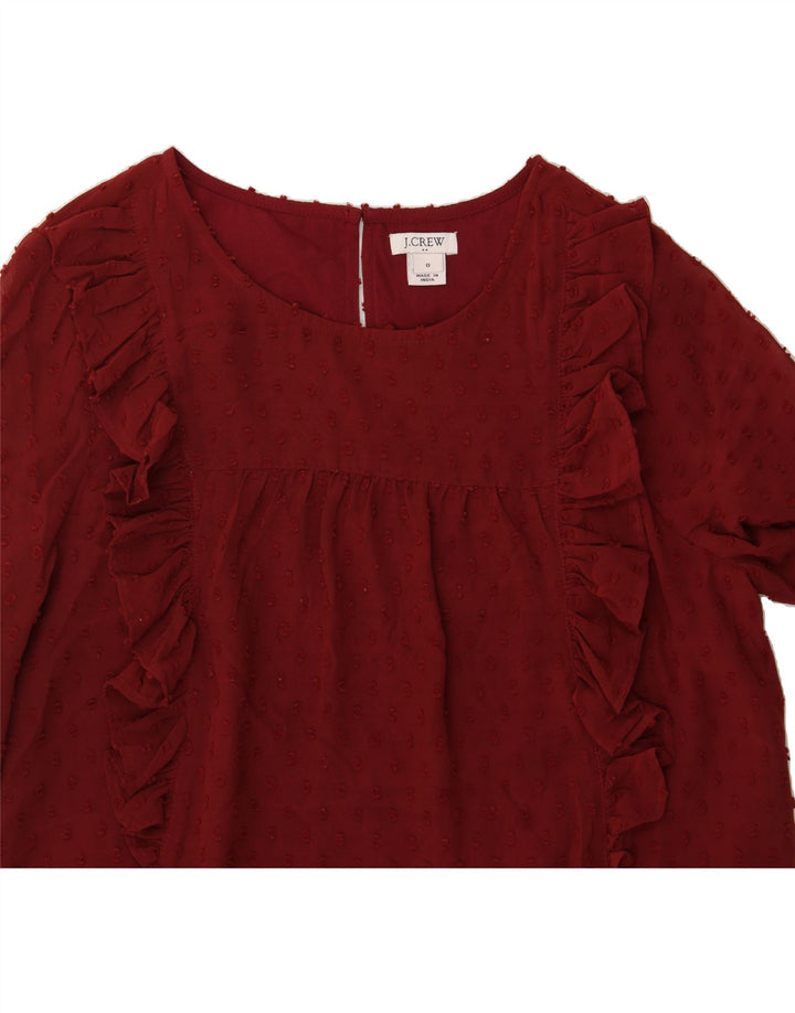 J. CREW Womens Long Sleeve Blouse Top US 0 XS Red Polyester Vintage J. Crew and Second-Hand J. Crew from Messina Hembry 