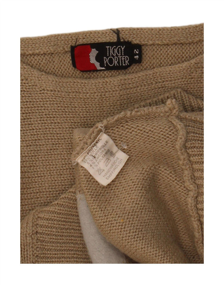 Vintage Dame Grafisk Boat Neck Jumper Sweater IT 42 Medium Brown