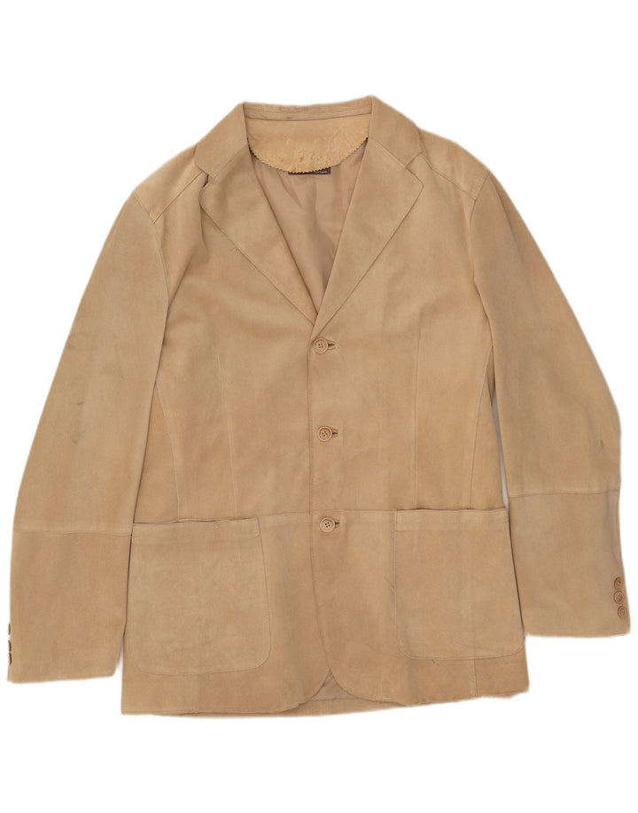 J.J.Scott Chaqueta tipo blazer de ante con 3 botones para hombre IT 52 XL Cuero beige