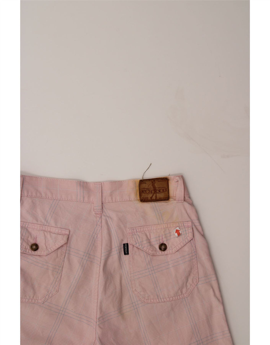 JECKERSON Mens Bermuda Shorts W30 Medium Pink Check Cotton Vintage Jeckerson and Second-Hand Jeckerson from Messina Hembry 