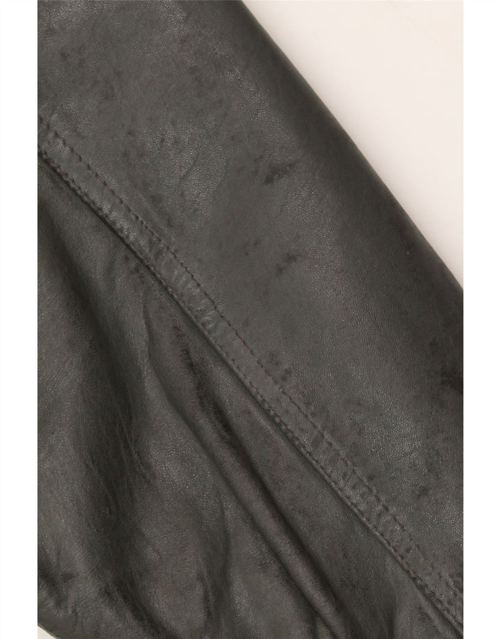 VINTAGE Mens Leather Jacket UK 40 Large Grey Leather Vintage Vintage and Second-Hand Vintage from Messina Hembry 