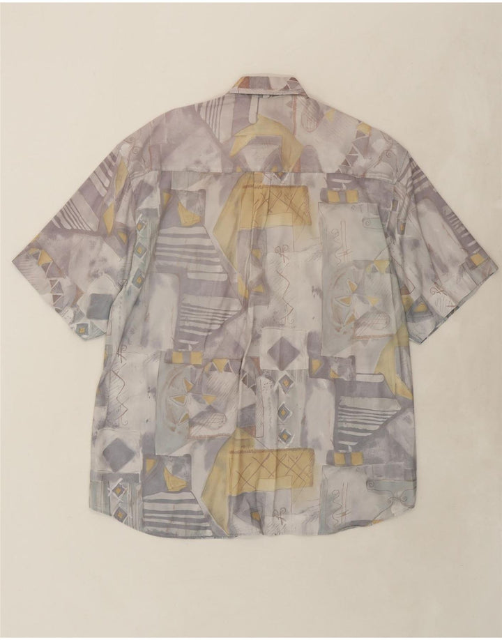 CLUB DAMINGO Mens Abstract Pattern Short Sleeve Shirt Large Grey Patchwork Vintage Club Damingo and Second-Hand Club Damingo from Messina Hembry 