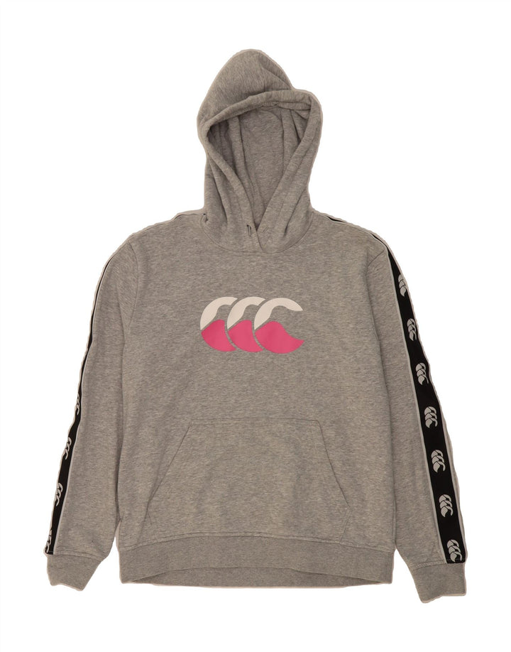 CANTERBURY Girls Graphic Hoodie Jumper 13-14 Years Grey Cotton Vintage Canterbury and Second-Hand Canterbury from Messina Hembry 