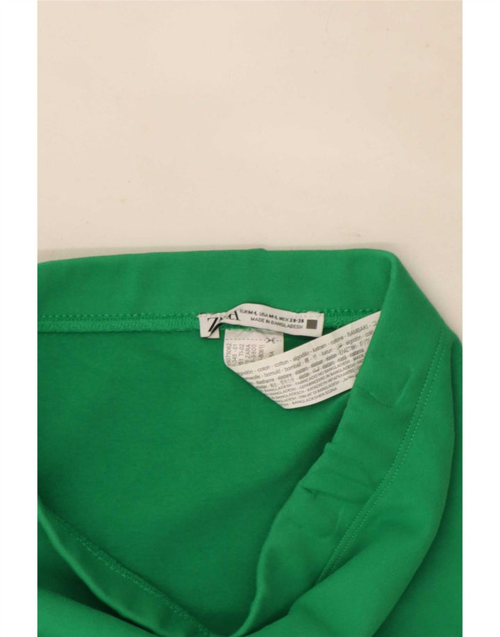 Zara Womens Midi Skirt Medium W28 Green Cotton