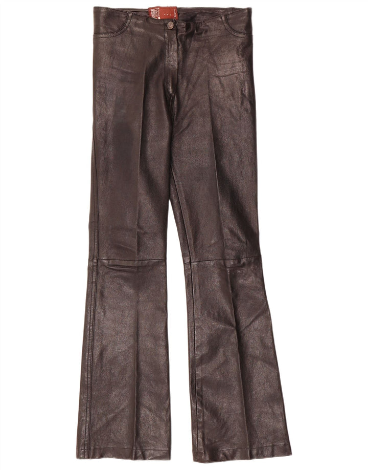 Vintage Womens Flare Leather Trousers W28 L30 Black