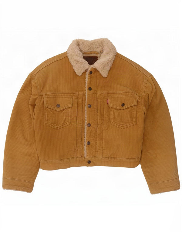 Levi's Womens Oversized Crop Sherpa Corduroy Jacket UK 10 Small Beige