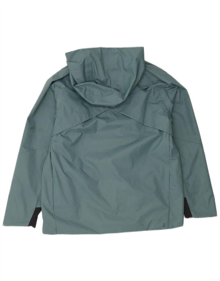 DECATHLON Boys Quechua Hooded Rain Jacket 12-13 Years Green Polyester
